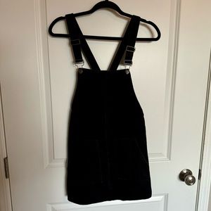 Black Denim Overall Mini Dress